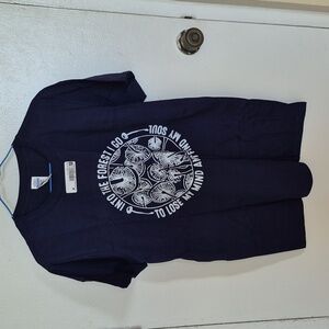 Gildan Dark Blue T-Shirt with White Forest/Mushroom Graphic
